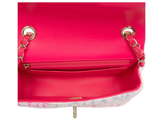 Chanel Mini Rectangular Tweed Single Flap Bianco - vista 4