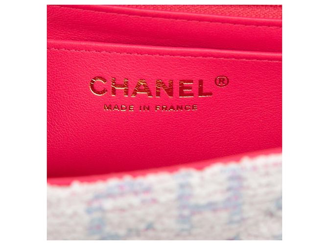 Chanel Mini Rectangular Tweed Single Flap Bianco - vista 5