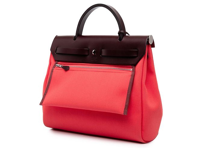 Hermès Red Toile Herbag Zip 31 - vista 2