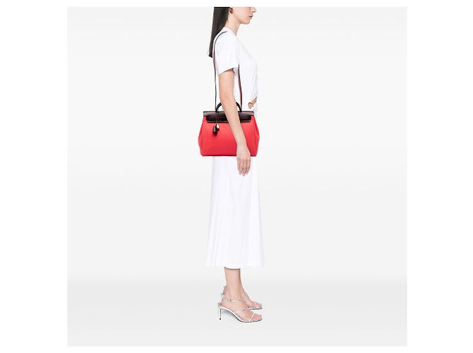 Hermès Red Toile Herbag Zip 31 - vista 6