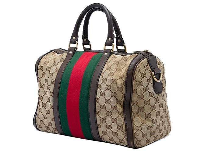 Borsa Boston Gucci Beige Medium GG Canvas Web Joy - vista 2