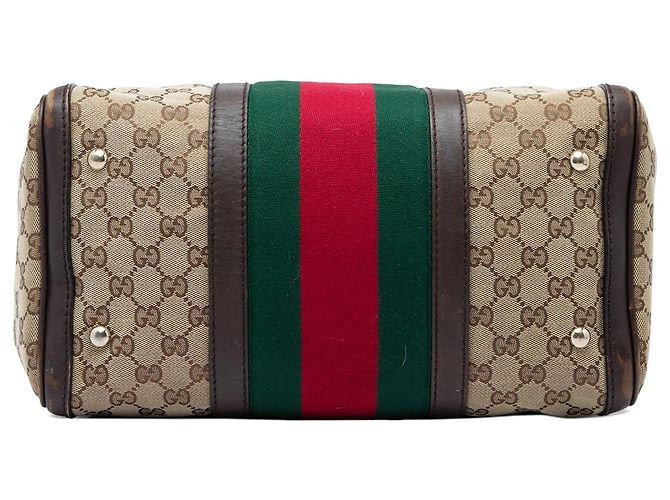 Borsa Boston Gucci Beige Medium GG Canvas Web Joy - vista 3