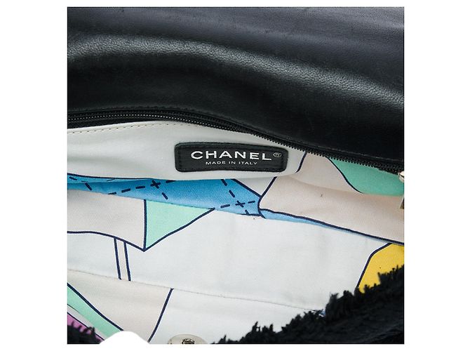 Chanel Black Medium Quilted Terry Cloth Coco Beach Flap - vista 4