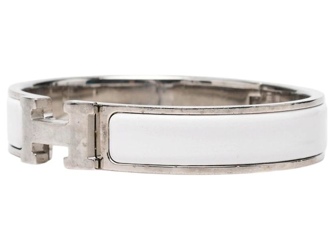 Hermès Clic H Armband PM schmal, weißes Emaille - Ansicht 2