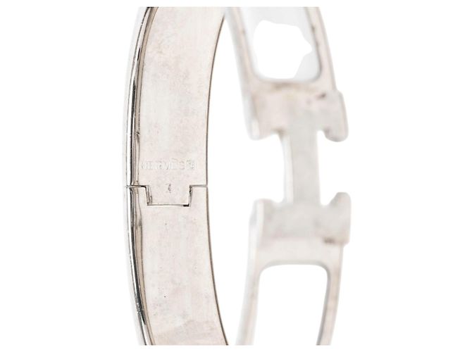 Hermès Clic H Armband PM schmal, weißes Emaille - Ansicht 4