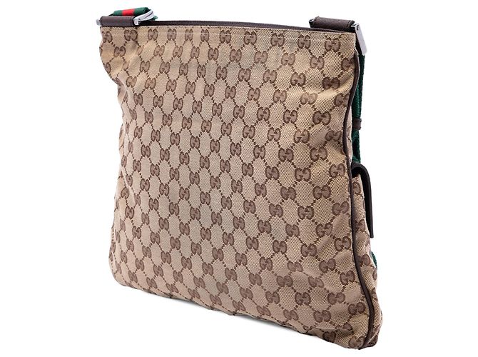 Borsa a tracolla Gucci Beige GG Canvas Web con Doppia Tasca - vista 2