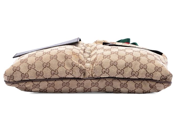 Borsa a tracolla Gucci Beige GG Canvas Web con Doppia Tasca - vista 3