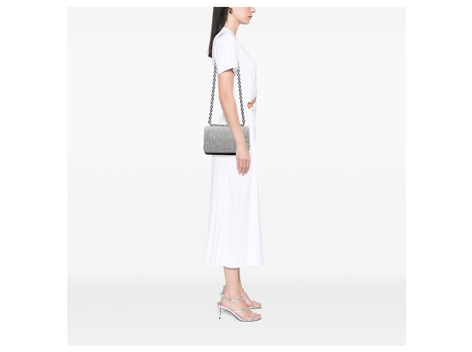 Prada Gray Nappa Gaufre Chain Flap - vista 6