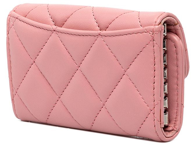 Chanel Pink CC gesteppter Lammleder Kartenetui mit Klappe - Ansicht 2