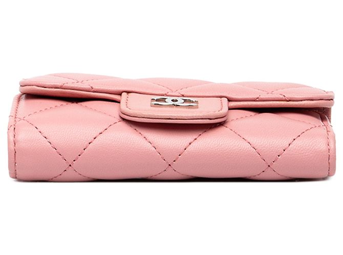 Chanel Pink CC gesteppter Lammleder Kartenetui mit Klappe - Ansicht 3