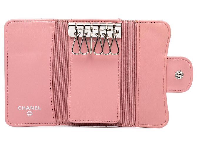 Chanel Pink CC gesteppter Lammleder Kartenetui mit Klappe - Ansicht 4