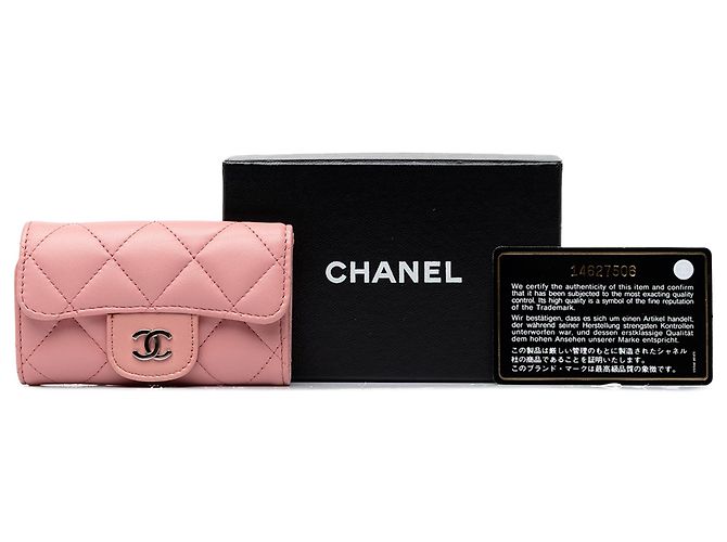 Chanel Pink CC gesteppter Lammleder Kartenetui mit Klappe - Ansicht 7