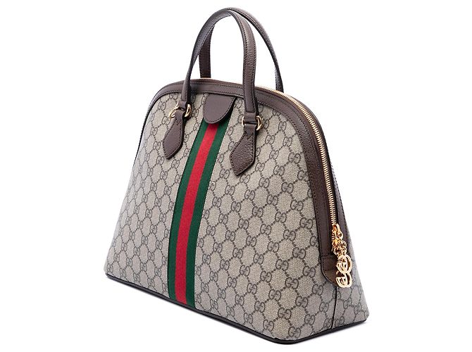 Borsa Satchel Gucci Beige Medium GG Supreme Ophidia Web - vista 2