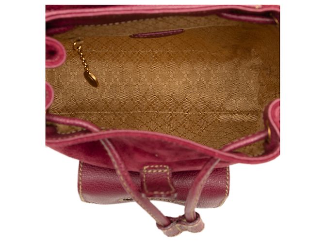 Gucci Red Mini Suede Bamboo Drawstring Backpack - view 4