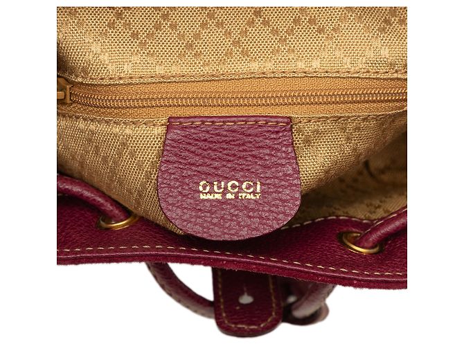Gucci Red Mini Suede Bamboo Drawstring Backpack - view 5