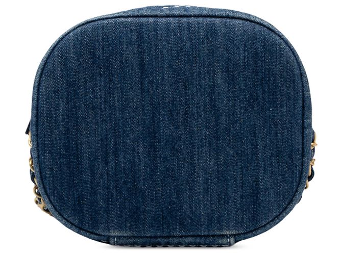 Vanity Necessaire Chanel Blue Quilted Denim Trip con catena - vista 3