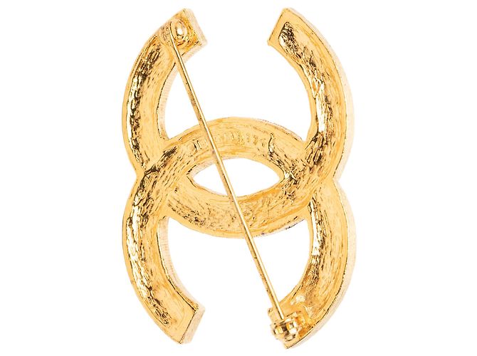 Spilla Chanel Gold CC placcata oro e strass - vista 3