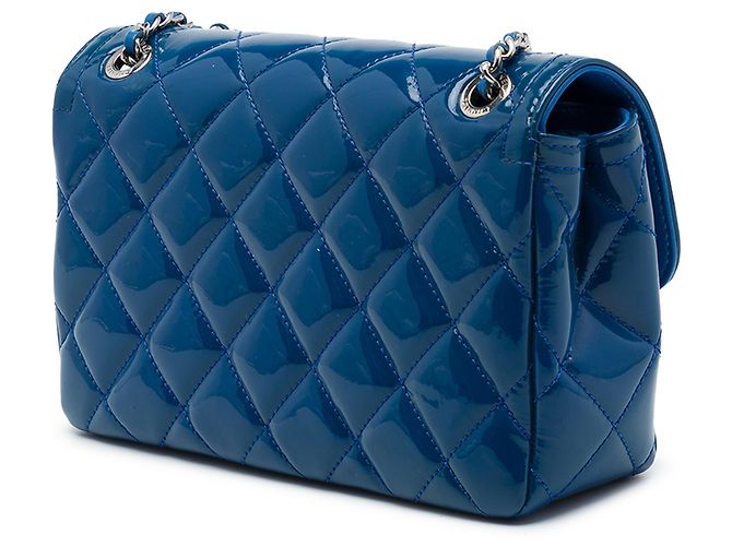 Chanel Blue Small Quilted Patent Coco Shine Flap - vista 2