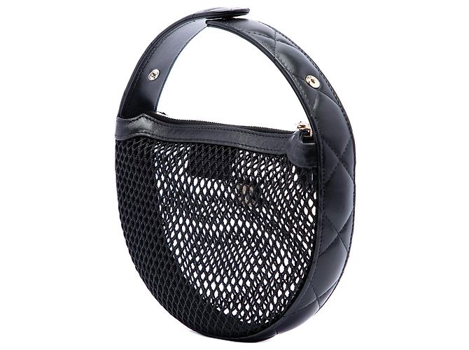 Chanel Black Mini CC Round Mesh Hobo - vista 2