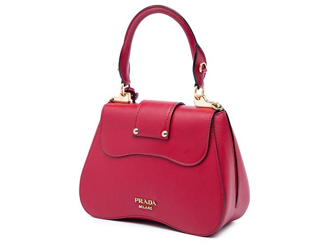 Borsa Prada Red Small Saffiano Lux Sidonie Satchel - vista 2