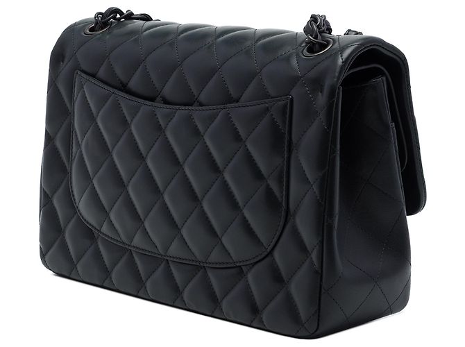 Chanel Black Jumbo Classic Lambskin So Black Double Flap - vista 2