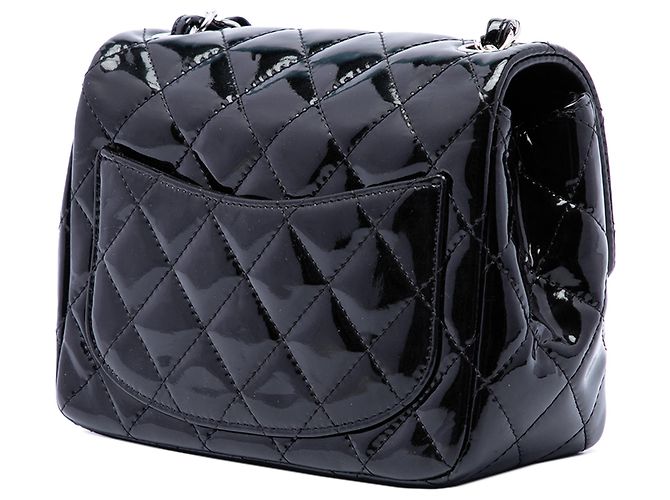 Chanel Black Mini Square Classic Patent Single Flap - vista 2