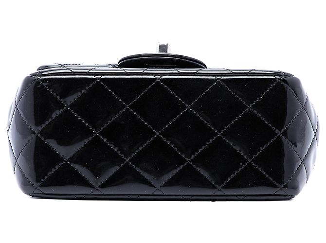 Chanel Black Mini Square Classic Patent Single Flap - vista 3