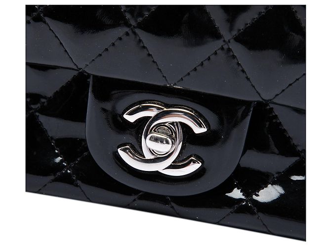 Chanel Black Mini Square Classic Patent Single Flap - vista 5