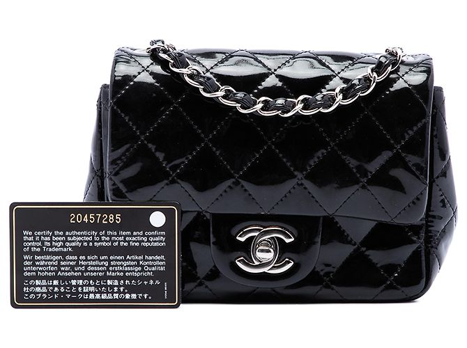 Chanel Black Mini Square Classic Patent Single Flap - vista 7
