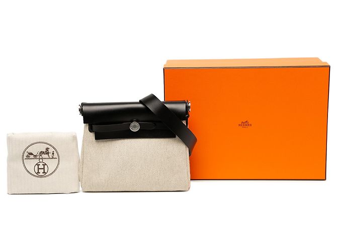 Hermès Herbag Zip 20 in Toile Militaire Beige e Vache Hunter - vista 6