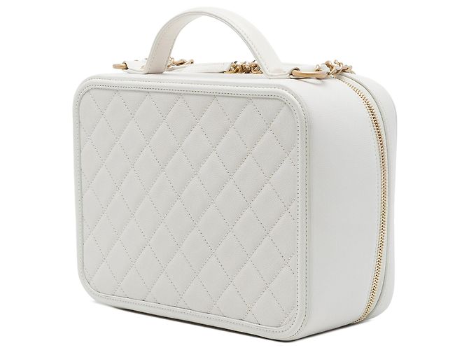 Chanel Vanity Case Large Caviar CC Filigree Bianco - vista 2