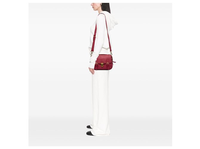 Bolsa Messenger Prada Pink Vitello Daino com fecho push lock e fivela dupla - vista 7