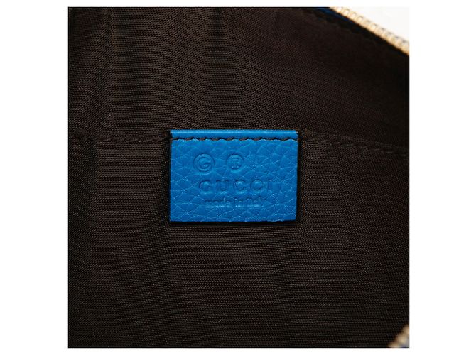 Bamboo Clutch Gucci in pelle di vitello blu con bambù - vista 5