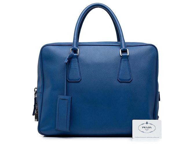 Borsa Business Prada Blue Saffiano - vista 7