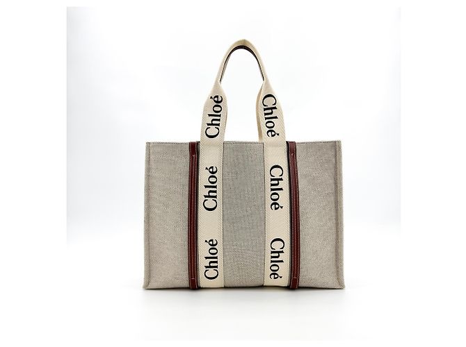 Chloé Chloe Woody Tote aus Canvas und Leder Medium - Ansicht 2