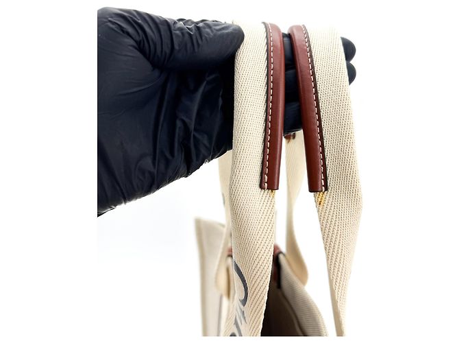 Chloé Chloe Woody Tote aus Canvas und Leder Medium - Ansicht 7