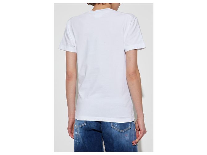 T-shirt bianca in cotone con logo Icon Dsquared2 - vista 4