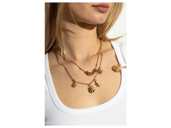 Collar Versace de doble capa con dijes dorado - vista 2