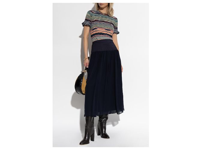 Gonna midi Vika Ulla Johnson blu navy cotone - vista 2
