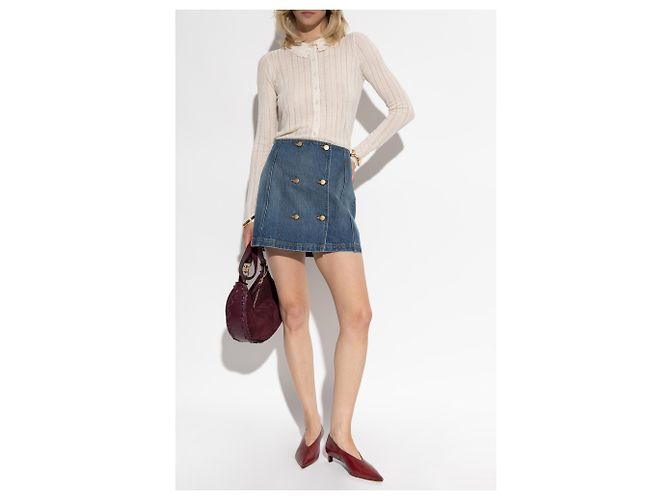 Falda mini de denim azul Ulla Johnson con botones dorados - vista 2