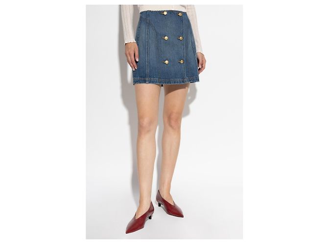 Falda mini de denim azul Ulla Johnson con botones dorados - vista 3