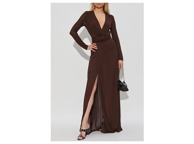 Dsquared2 Braunes Wickel-Maxikleid mit Gürtel - Ansicht 2