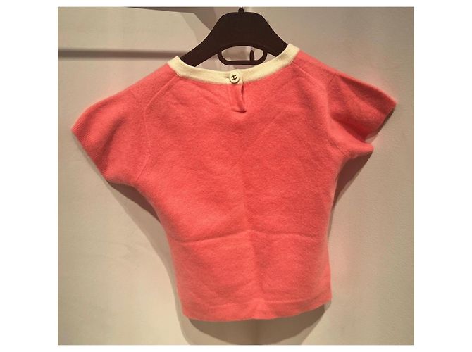 Chanel Kaschmir Twinset in Rosa und Creme - Ansicht 5