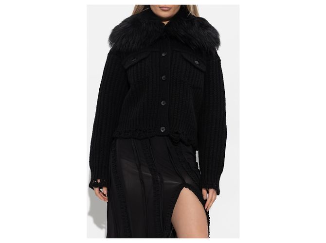 Blumarine Cardigan con inserción de piel - vista 3