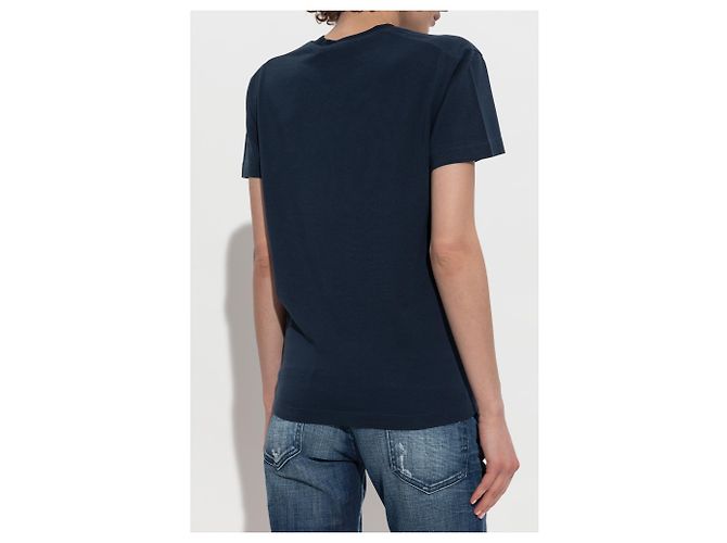T-shirt Dsquared2 con logo blu in cotone - vista 4