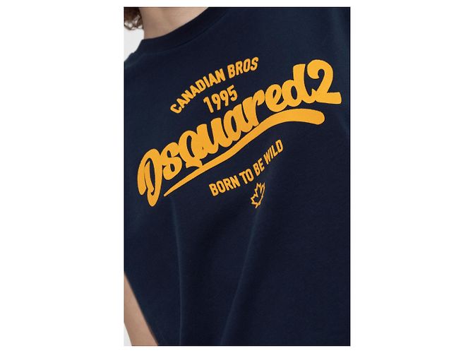 T-shirt Dsquared2 con logo blu in cotone - vista 5