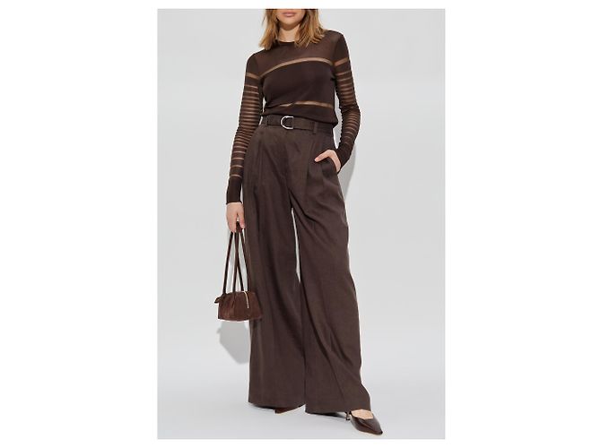 Top de manga larga de malla marrón Helmut Lang - vista 2