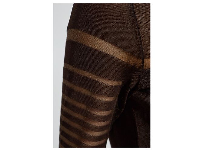 Top de manga larga de malla marrón Helmut Lang - vista 5