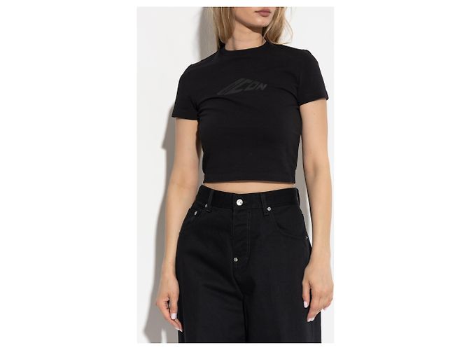 T-shirt in cotone nera con logo Dsquared2 - vista 3