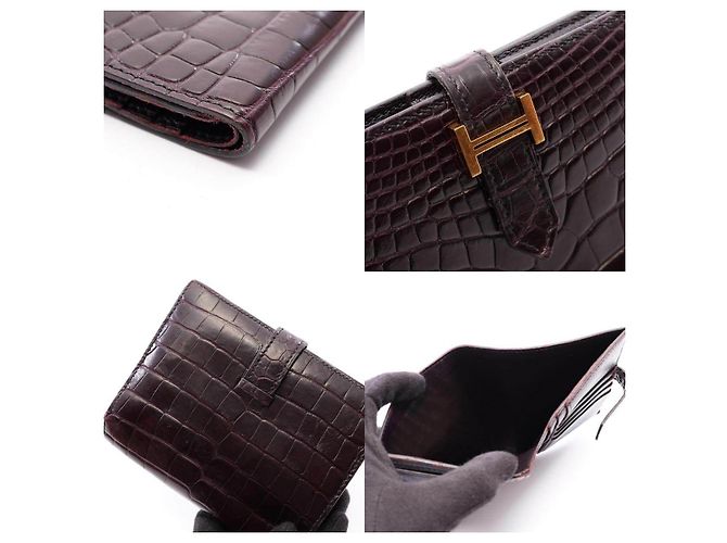 Béarn Hermès Cartera Hermes Bearn Compact de Alligator - vista 10